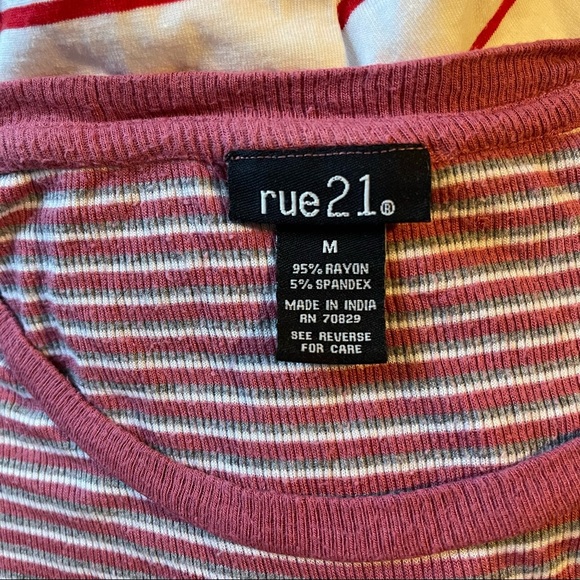 ✨Rue21 Favorite Tee Striped Pink, Grey & White Striped Super Soft Tee✨ - Picture 7 of 8